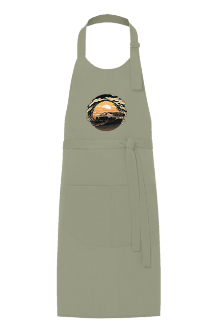 Фартух з принтом "Додж на заході сонця". Авто, автомобіль, додж, машина, машини. 2070702