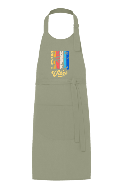 Фартук с принтом Пляжные летние флюиды. Лето, море, отдых, отпуск, пляж, серфинг, тропики. 2070702