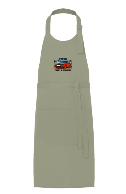 Фартух з принтом "Додж челенджер". Авто, автомобіль, американська легенда, додж челенджер, класичне авто, культовий автомобіль, масл кар, потужний автомобіль. 2070702