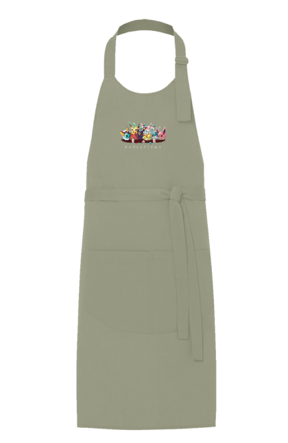 Apron with prints Evolution Pokemon. Anime, for children, game, manga, pocket monster, pokemon, to catch pokemon, video game, video game heroes. 2070702
