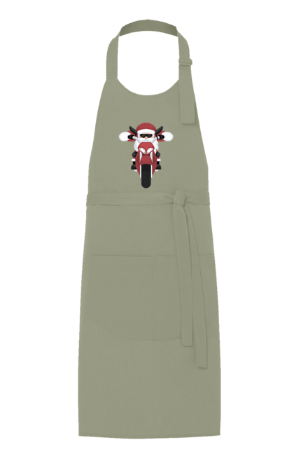 Фартух з принтом "Санта на мотоциклі". Мотоцикл, новий рік, різдво, санта. 2070702