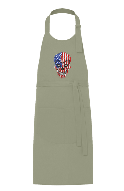 Apron with prints Skull with flag. Bones, eagle, flag, scull, smile, teeth, usa. 2070702