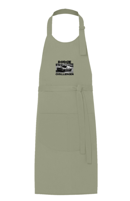 Фартух з принтом "Додж челенджер". Авто, автомобіль, американська легенда, додж челенджер, класичне авто, культовий автомобіль, масл кар, потужний автомобіль. 2070702