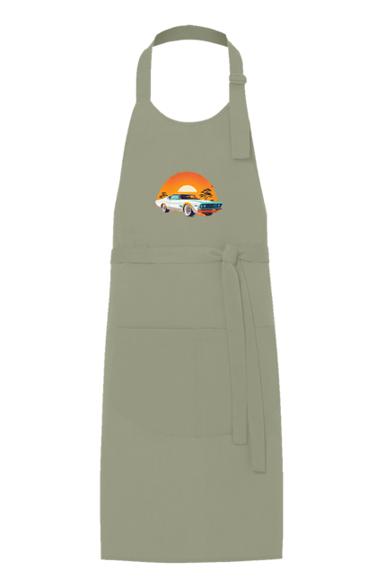 Фартух з принтом "Гарне авто на закаті". Авто, закат, солнце. 2070702