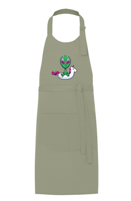 Фартук с принтом Инопланетянин Плавает В Кругу. Инопланетянин, надувной круг, плавать. 2070702