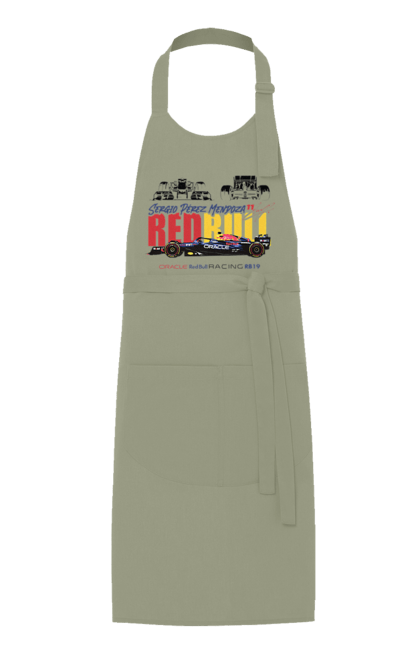 Apron with prints Red Bull Racing RB19. Auto, automobile, bolide, car, formula 1, race, red bull, sport. 2070702