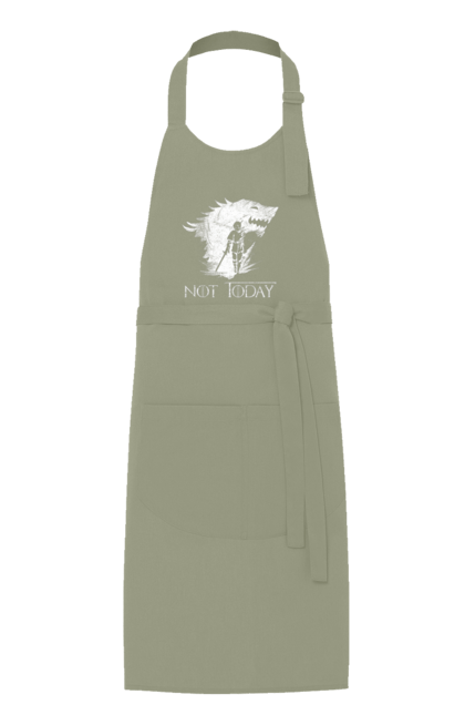 Apron with prints Game of Thrones Arya. Arya, game, got, not today, stark, starks, thrones, tv show, wolf, wolves. 2070702