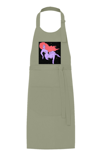 Фартух з принтом "Фіолетова Дівчина В Чорній Дирі". Дівчина, лапають. 2070702