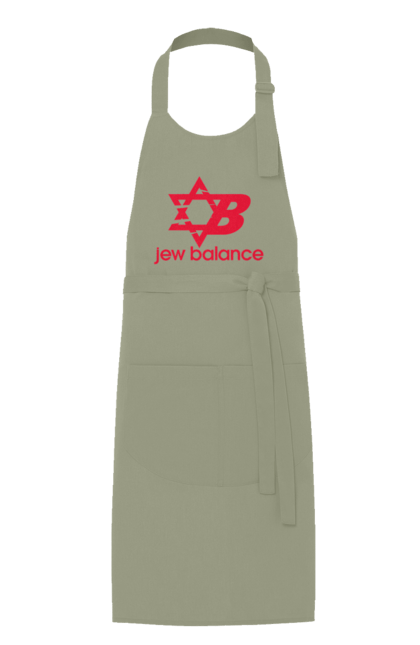 Фартух з принтом "Jew Balance Red". New balance, гумор, еврейські, жарти, жартівливі, літні, прикольні, червоний. 2070702