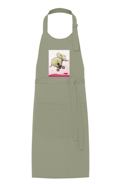 Фартух з принтом "Слон На Мотоциклі". Мотоцикл, політ, слон. 2070702