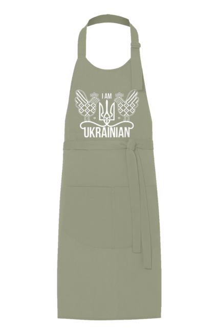 Фартух з принтом "Я українець". Вишиванка, з гербом, з гербом україни, з тризубом, патріотична, я українець, як у зеленського. 2070702