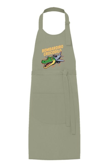 Фартух з принтом "Bombardino Crocodilo". Bombardino, bombardino crocodilo, crocodilo, бомбардиро крокодило, бомбардіно крокоділо, крокодил, крокодил літак, крокодил мем, мем бомбардине крокодило, меми. 2070702