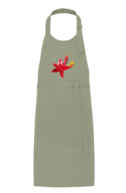 Фартух з принтом "Червона лілія". Бутон, квітка, колір, лілія, природа, сонячний, червона квітка, червона лілія, червоний, яскравий. 2070702