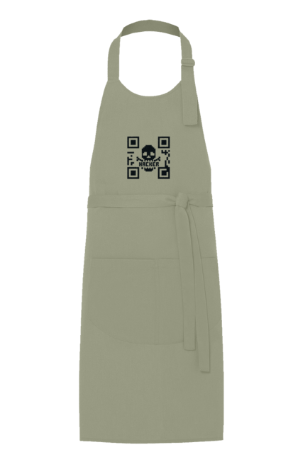 Фартух з принтом "Хакер hacker". Geek, hacker, ios, qr code, qr код, ай ті, айтішник, геймер, гік, іт, мем, позитив, пранк, програміст, розробник, хакер. 2070702