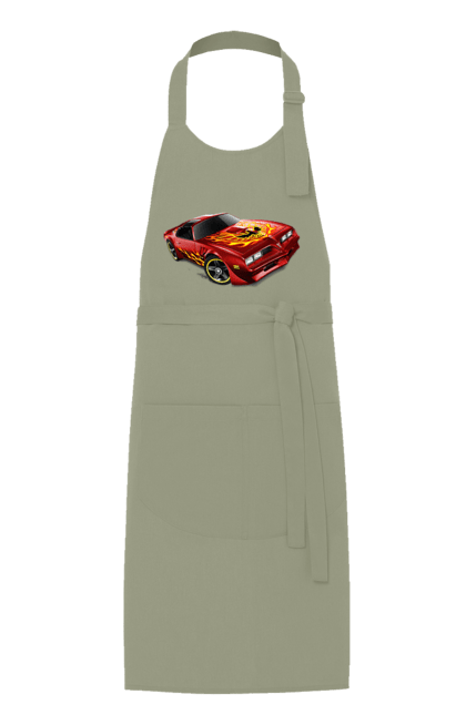 Фартух з принтом "Машина червона, швидкісна". Їзда, колеса, машина, швидкість. 2070702