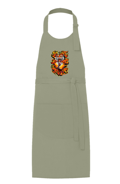 Apron with prints Jujutsu. Animal, japan, jiu jitsu, jujutsu, martial arts, ninja, samurai, sport, tiger. 2070702