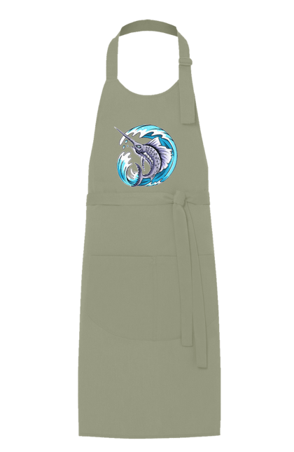Фартух з принтом "Риба Меч І Хвиля". Риба меч, хвиля. 2070702