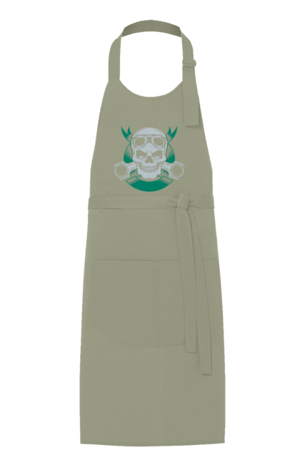 Фартух з принтом "череп мотолюбитель". Байк, мото, окуляри, череп. 2070702