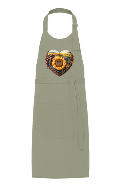 Apron with prints Символи України. Field, sky, sunflower, symbols of ukraine, ukraine, wheat. 2070702