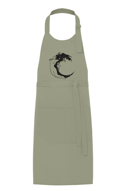 Apron with prints Moon girl. Cosmic, girl, moon, space, stars. 2070702