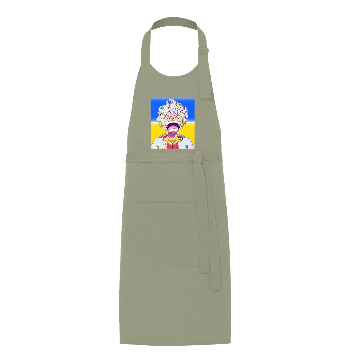 Monkey D Luffy laughing on a yellow blue background