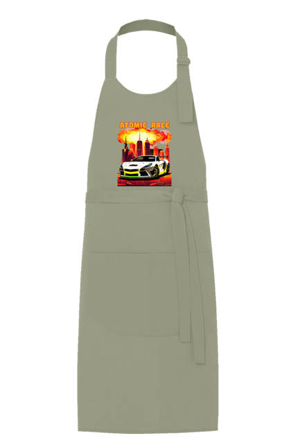 Фартух з принтом "Атомна гонка". Авто, автомобіль, атомні перегони, гонки, гоночні машини, спортивна машина, спорткар. 2070702