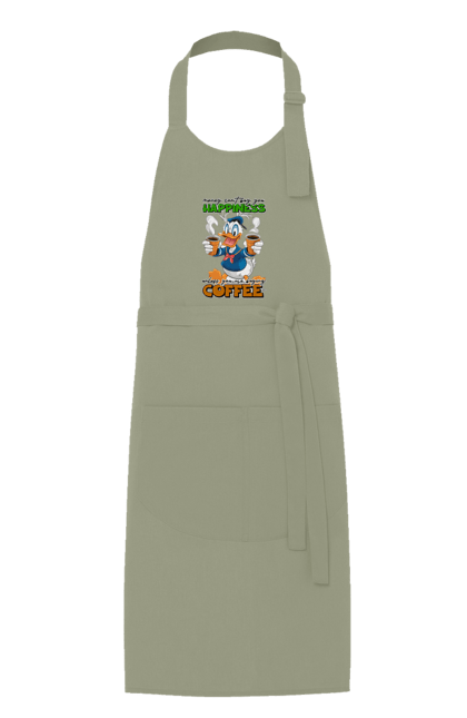 Apron with prints Donald Duck Coffee. Animated series, cartoon, coffee, cup, disney, donald duck. 2070702