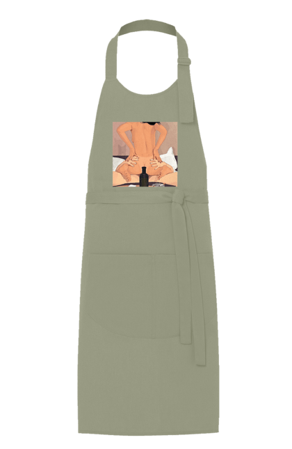 Фартух з принтом "Гола Дівчина, Пляшка І Сигарети". Гола, зверху. 2070702