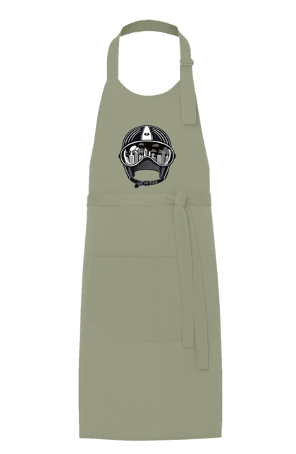 Фартук с принтом Шлем И Город. Город, скорость, шлем. 2070702