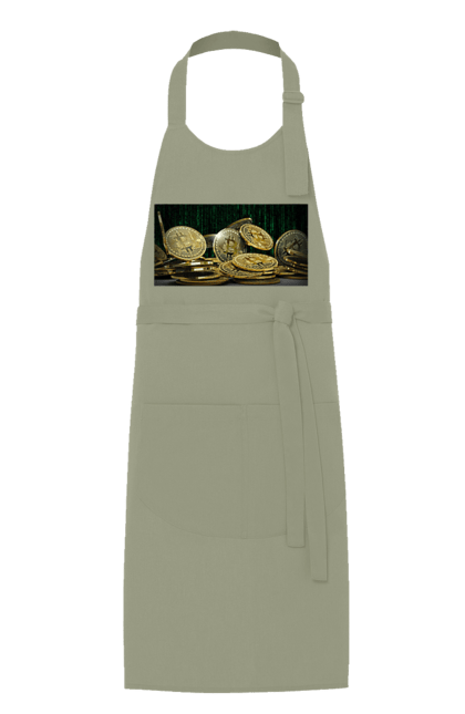 Фартух з принтом "Біткойн". Багатство, біткойн, валюта, гроші, криптовалюта, курс, майнінг, матриця, монета, розкіш, цифровий світ. 2070702