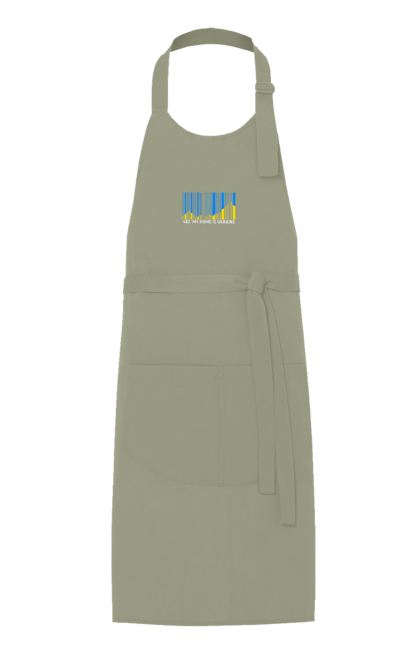 Apron with prints My home is Ukraine. Bar code, blue sky, home, mountains, my country, my house, state mark, ukraine. 2070702