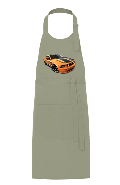 Фартух з принтом "Помаранчева, швидкісна машина". Їзда, колеса, машина, швидкість. 2070702