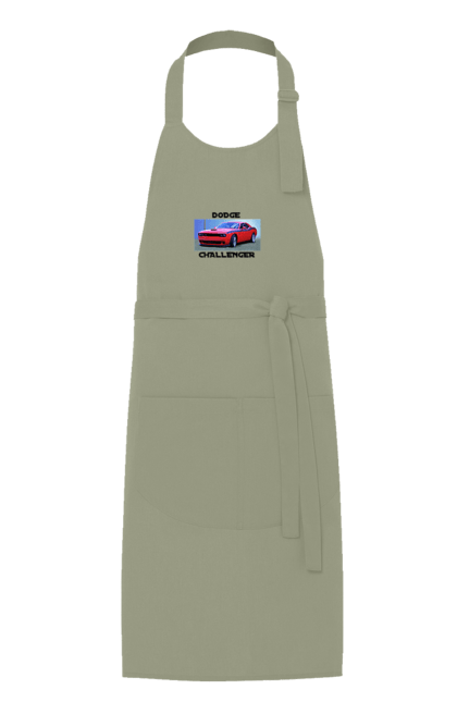 Фартух з принтом "Додж челенджер". Авто, автомобіль, американська легенда, додж челенджер, класичний автомобіль, культовий автомобіль, масл кар, потужне авто. 2070702