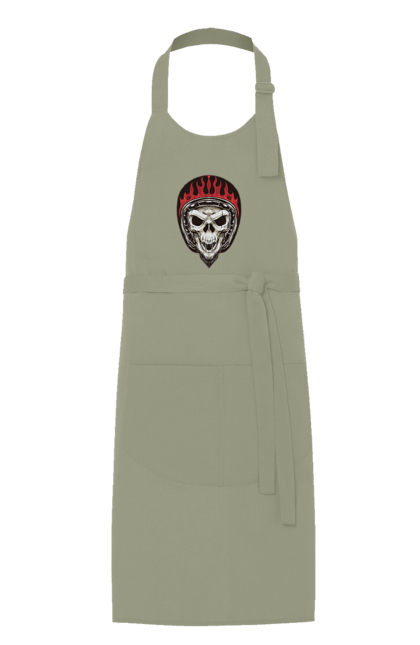 Фартух з принтом "Череп в мотошоломі". Мото, скелет, череп, шолом. 2070702