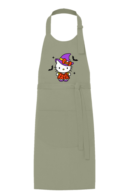 Apron with prints Hello Kitty Halloween. Brand, cat, character, halloween, hello kitty, kitten, kitty, witch. 2070702