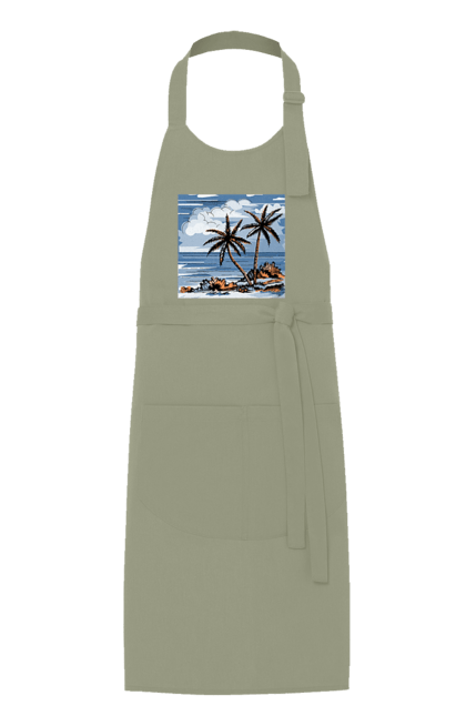 Фартух з принтом "Пальми І Небо". Море, небо, пальми, хмари. 2070702