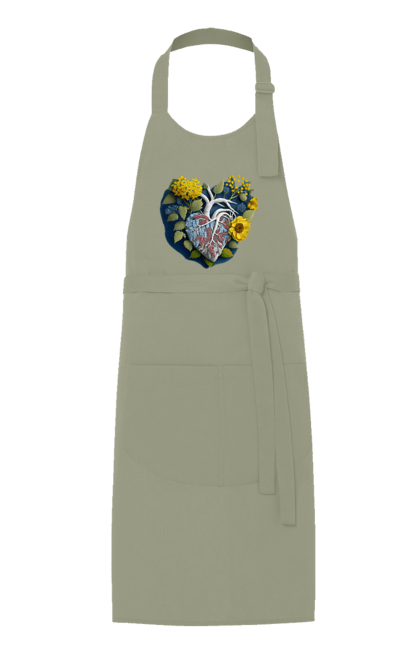 Фартук с принтом Сердце цветы. Люблю украину, победа украины, подсолнечник, сердце, символы украины, традиции украины, украина. 2070702
