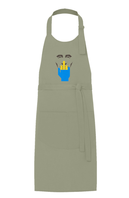 Фартук с принтом Путин хуйло. Всу, голова путина, доброго вечора, иди нахуй, мертвый москаль, москали, орки, путин хуйло, русский военный, средний палец. 2070702