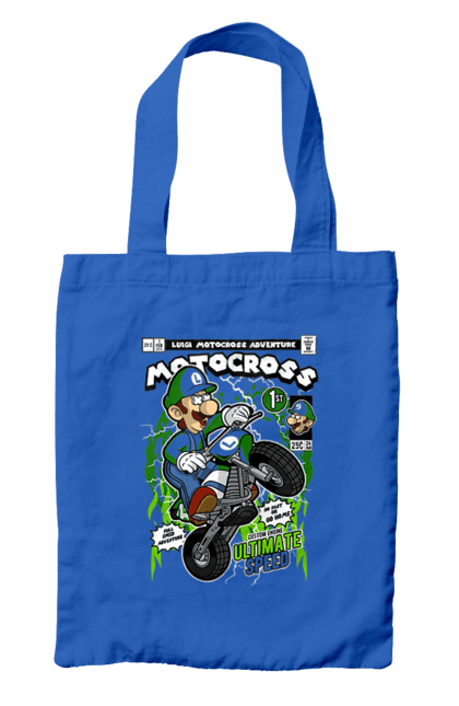 Сумка з принтом "Luigi Motocross". Nintendo, playstaion, автомобіль, гра, зелений маріо, луїджі, маріо. Funkotee
