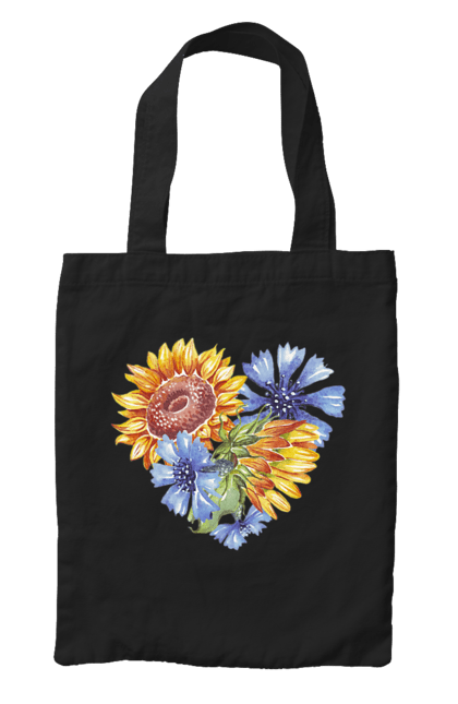 Сумка з принтом "Серце соняшники та фіалки". Квіти, люблю україну, любов, серце, соняшник, україна, фіалки. 2070702