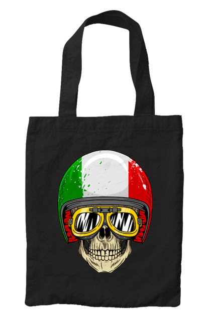 Сумка з принтом "Череп в мотошоломі". Мото, окуляри, череп, шолом. 2070702