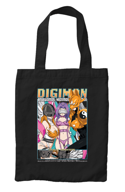 Bag with prints Digimon. Bandai, digimon, digital monsters, media franchise, virtual pets. 2070702