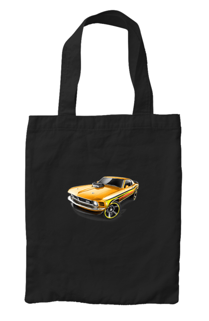 Сумка з принтом "Форд мустанг". Американська легенда, жовтий мустанг, культове авто, мустанг, потужне авто, форд мустанг, шелбі. 2070702