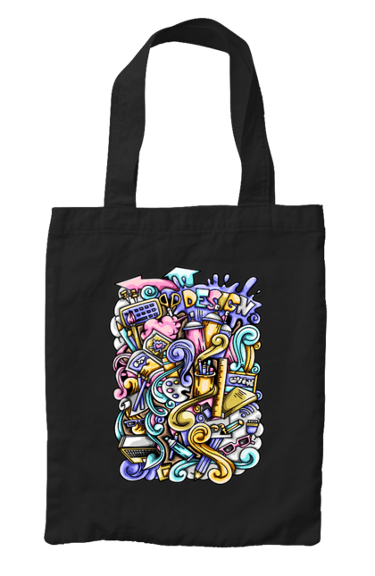 Сумка з принтом "Школа навчання". Зошит, калькулятор, канцелярія, навчання, олівець, ручка, школа. 2070702