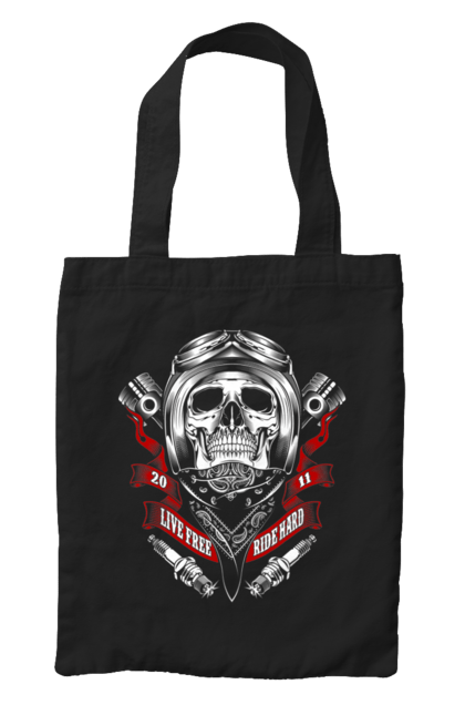Сумка з принтом "череп гонщик". Байкер, гонки, мотоцикл, череп. 2070702