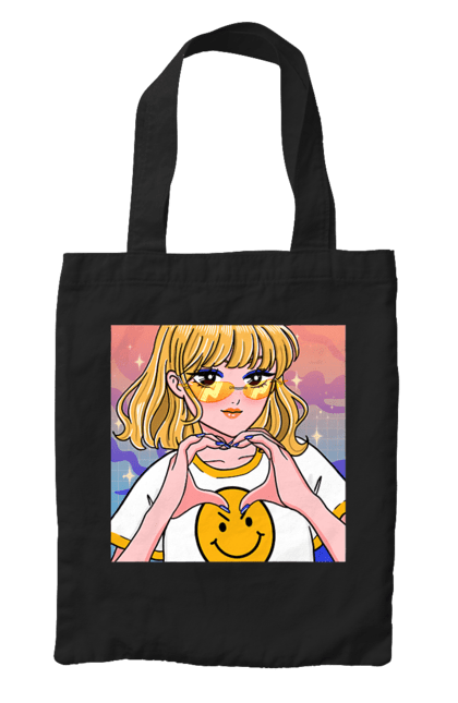 Сумка з принтом "Жовта Дівчинка". Аніме, дівчинка, смайл. 2070702