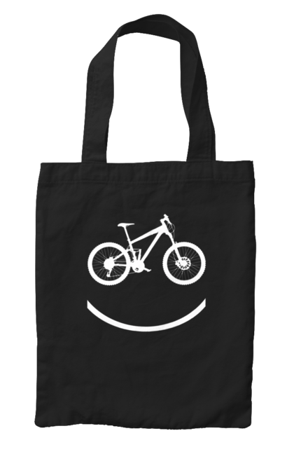 Сумка з принтом "Велосмайл". Велосипед, велоспорт, колесо, крос, любителям велосипеда, педалі, смайл, смайлик, траса. 2070702