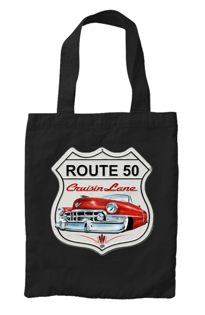 Bag with prints Route 50. Bike, biker, biker club, bikers club, brother, brutal, dude, hot asphalt, hot horse, hot rod, motorcycle, motorcyclist, real man, road 50, road 66, road 80, roads of america, roads of ukraine, roads we choose, speed, take, thirst for speed. 2070702