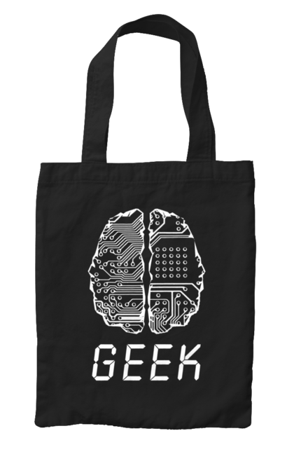 Сумка з принтом "Гик Мозок". Айті, айтішник, гик, знання, інженер, кібер, кібернетика, кіборг, код, комп, комп’ютерник, кристал, мікросхема, мозок, програміст, професіонал, професссія, розробник, розум, чіп. 2070702