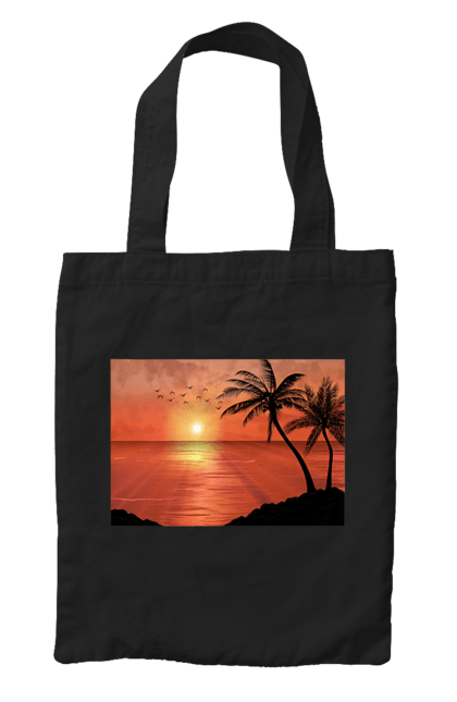 Сумка з принтом "Захід Пальми Море". Берег, захід, море, пальми. 2070702